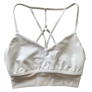 ALO Yoga White Strappy V-Neck Lavish Sports Bra Size Women's XS